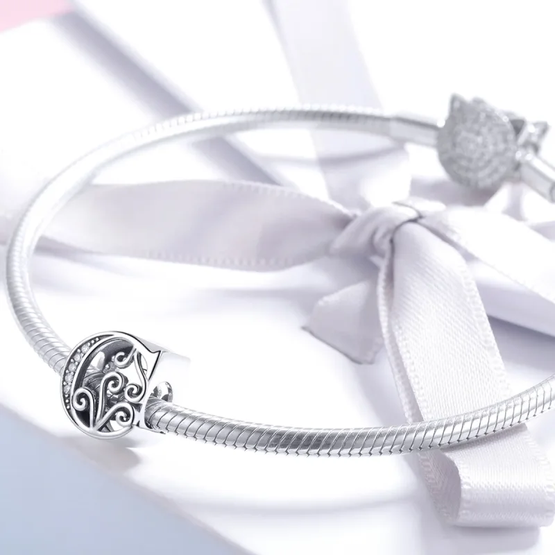 (imagine pentru) Pandora Style Cerc Floral Strălucitor cu Litere C - BSC030-C - Vizualizare 3