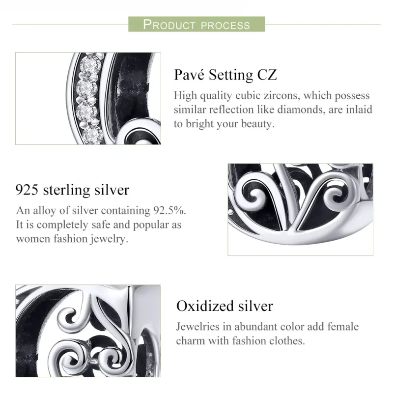 (imagine pentru) Pandora Style Cerc Floral Strălucitor cu Litere C - BSC030-C - Vizualizare 6