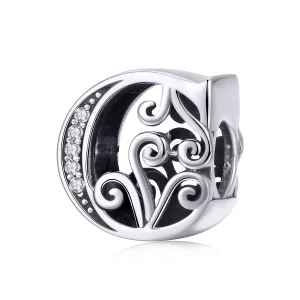 (imagine pentru) Pandora Style Cerc Floral Strălucitor cu Litere C - BSC030-C