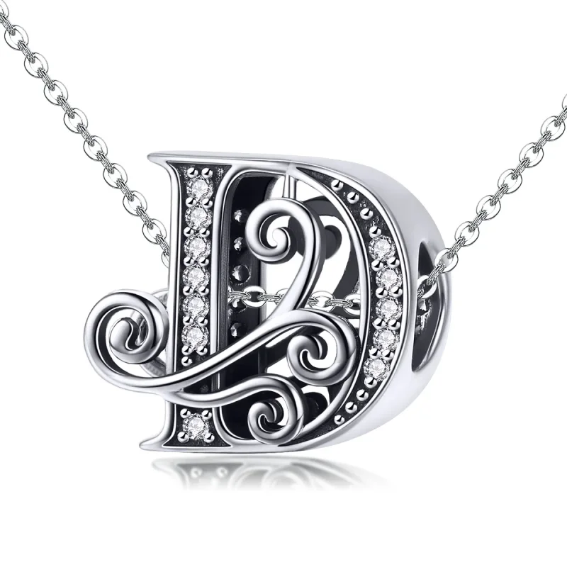 (imagine pentru) Pandora Stil Charm cu Floare Strălucitoare Pavé și Litera D - BSC030-D - Vizualizare 2