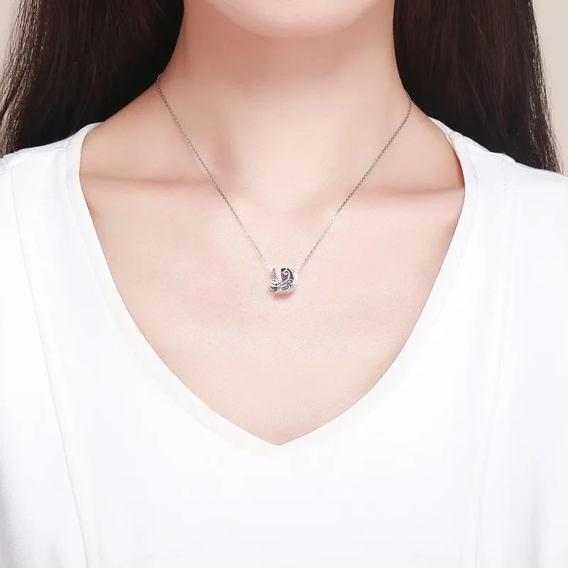 (imagine pentru) Pandora Stil Charm cu Floare Strălucitoare Pavé și Litera D - BSC030-D - Vizualizare 5