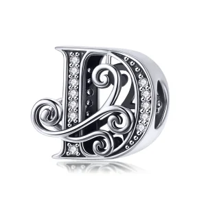 (imagine pentru) Pandora Stil Charm cu Floare Strălucitoare Pavé și Litera D - BSC030-D