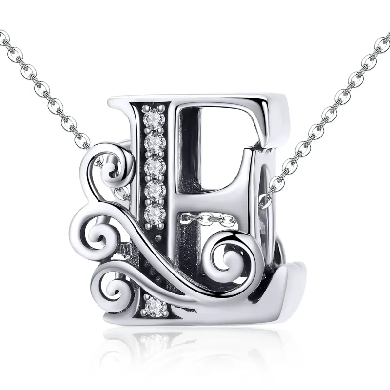 (imagine pentru) Pandora Style Scânteietoare Pavé Floare Litera E Charm - BSC030-E - Vizualizare 2