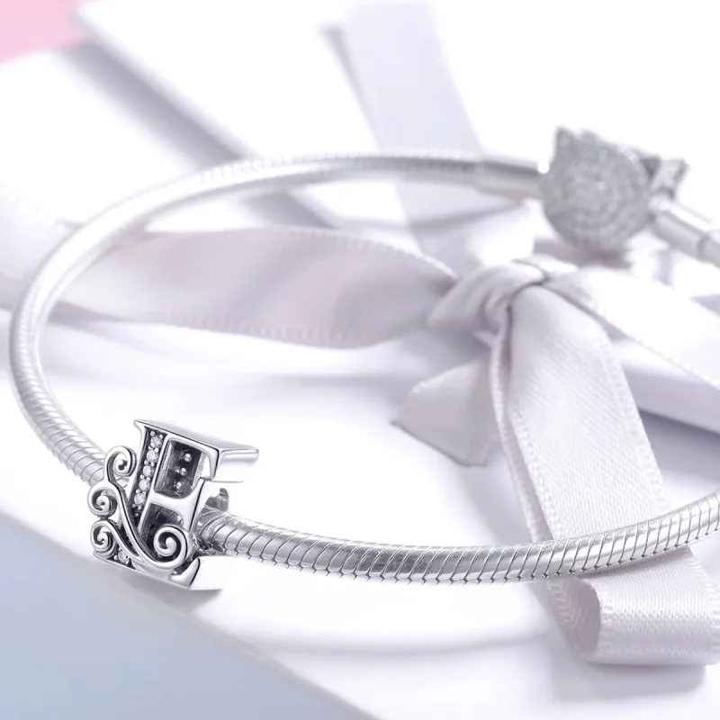 (imagine pentru) Pandora Style Scânteietoare Pavé Floare Litera E Charm - BSC030-E - Vizualizare 3