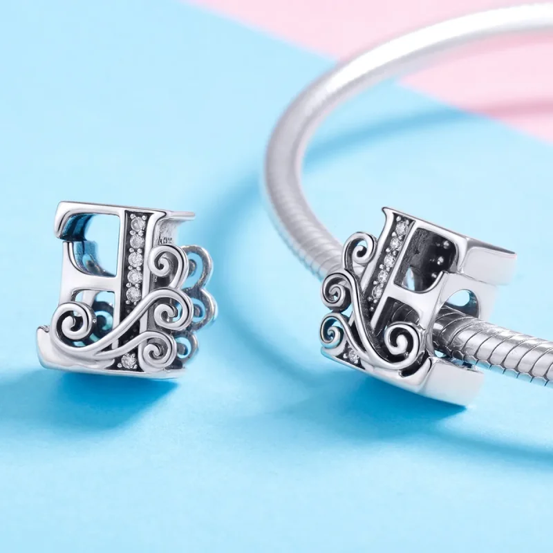 (imagine pentru) Pandora Style Scânteietoare Pavé Floare Litera E Charm - BSC030-E - Vizualizare 4