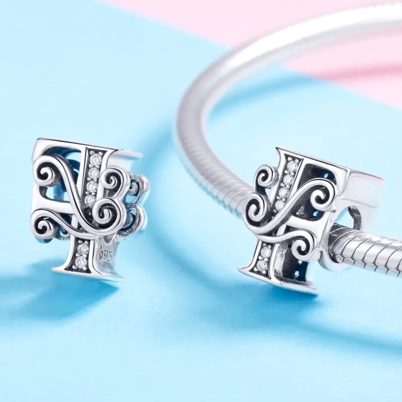 (imagine pentru) Pandora Style Charm cu Floare Scânteietoare Pavé și Litera F - BSC030-F - Vizualizare 4
