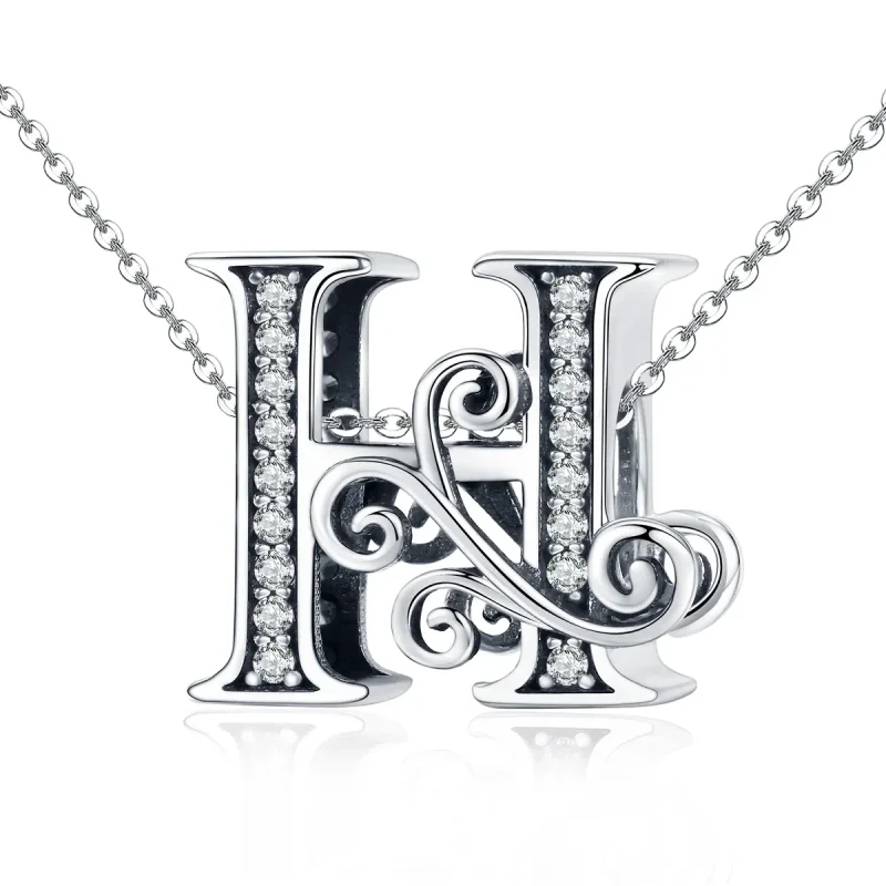 (imagine pentru) Pandora Style Scânteietoare Pavé Floare Litera H Charm - BSC030-H - Vizualizare 2