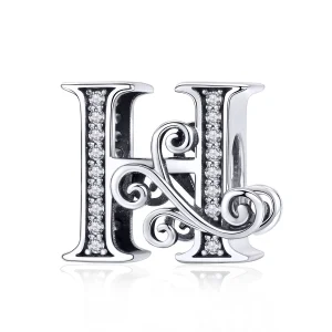 (imagine pentru) Pandora Style Scânteietoare Pavé Floare Litera H Charm - BSC030-H