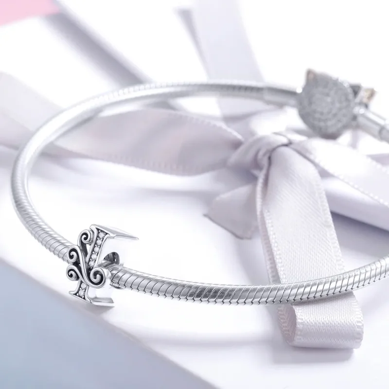 (imagine pentru) Pandora Style Scânteietoare Floare Pavé Litera I Charm - BSC030-I - Vizualizare 3
