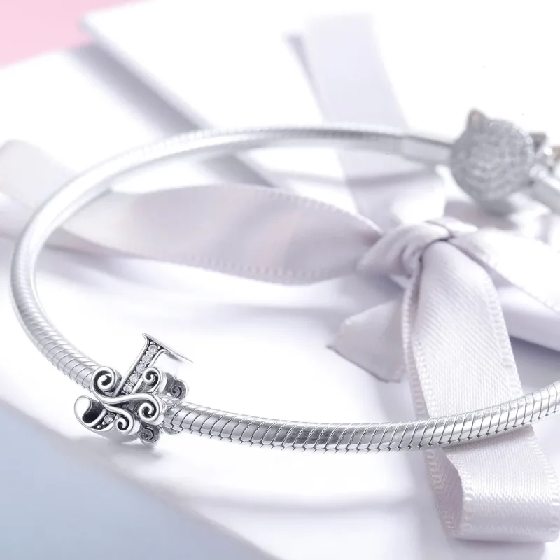 (imagine pentru) Pandora Style Charm cu Flori Strălucitoare Pavé și Litera J - BSC030-J - Vizualizare 3