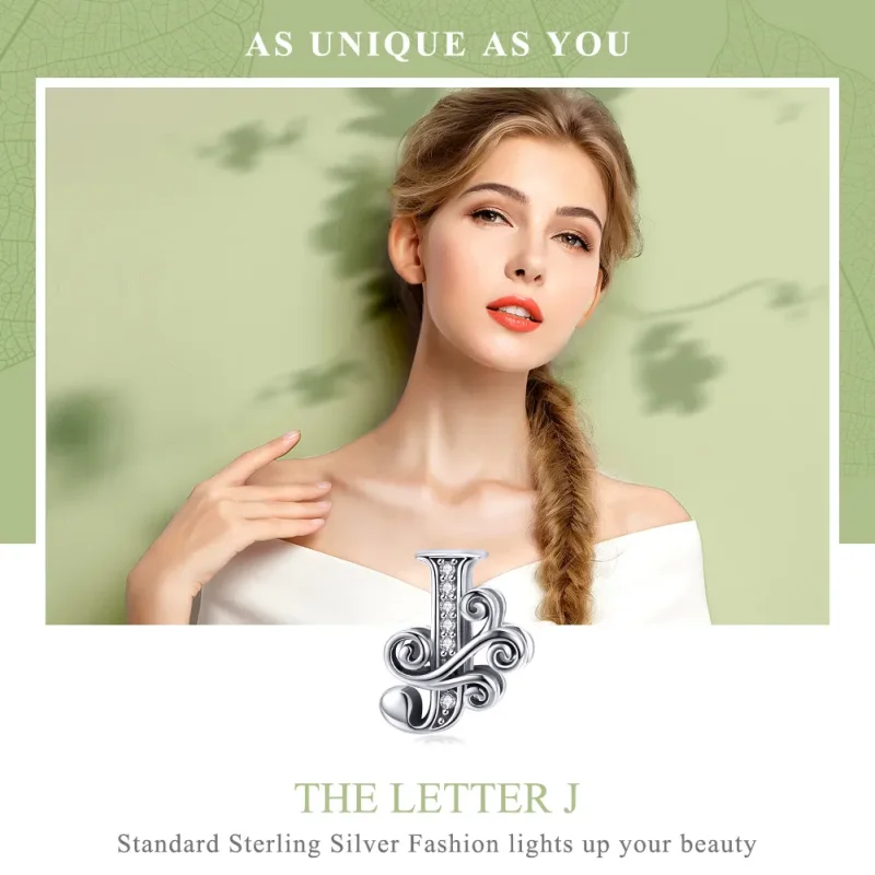 (imagine pentru) Pandora Style Charm cu Flori Strălucitoare Pavé și Litera J - BSC030-J - Vizualizare 7