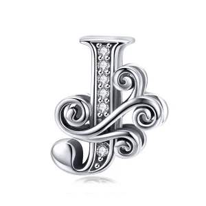 (imagine pentru) Pandora Style Charm cu Flori Strălucitoare Pavé și Litera J - BSC030-J