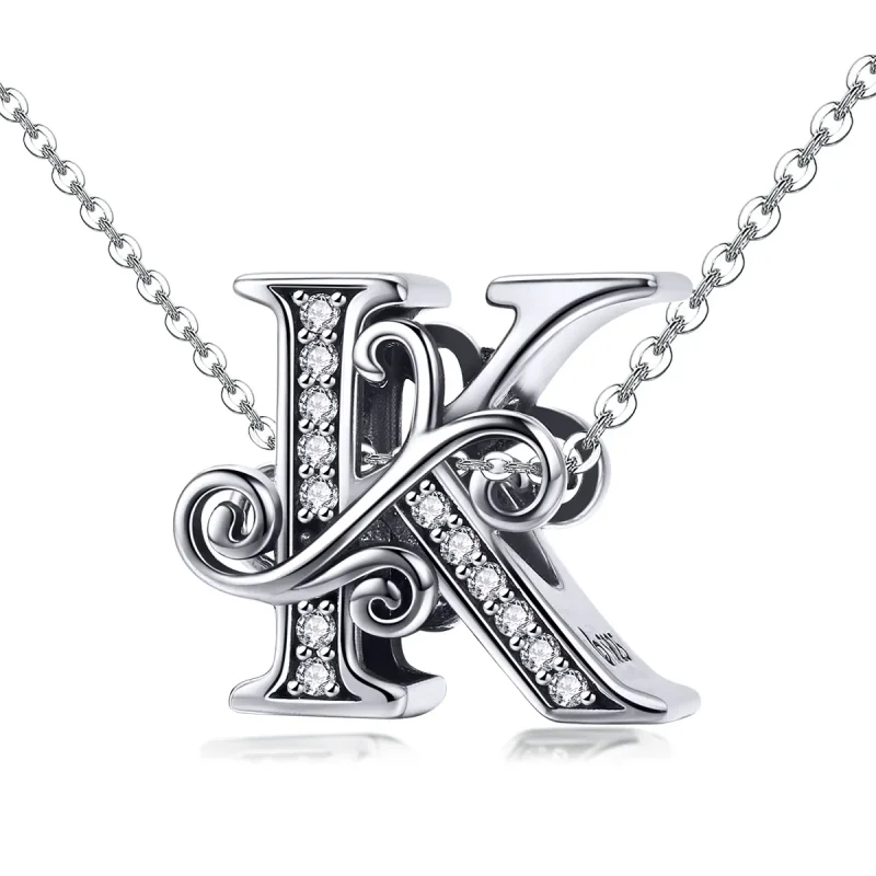 (imagine pentru) Pandora Style Charm cu Flori Strălucitoare Pavé și Litera K - BSC030-K - Vizualizare 2