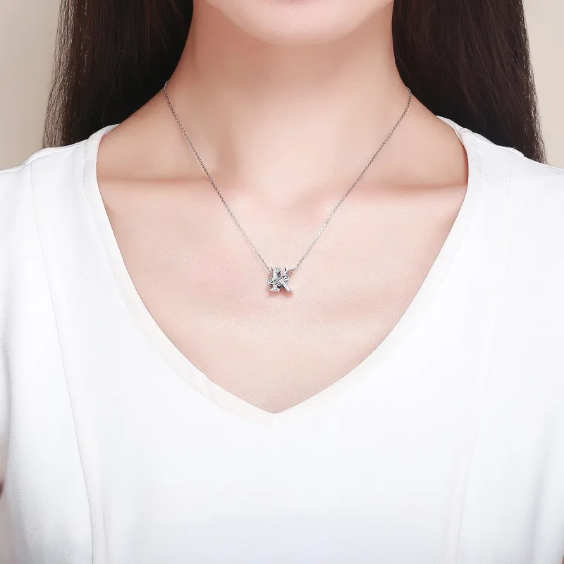 (imagine pentru) Pandora Style Charm cu Flori Strălucitoare Pavé și Litera K - BSC030-K - Vizualizare 5