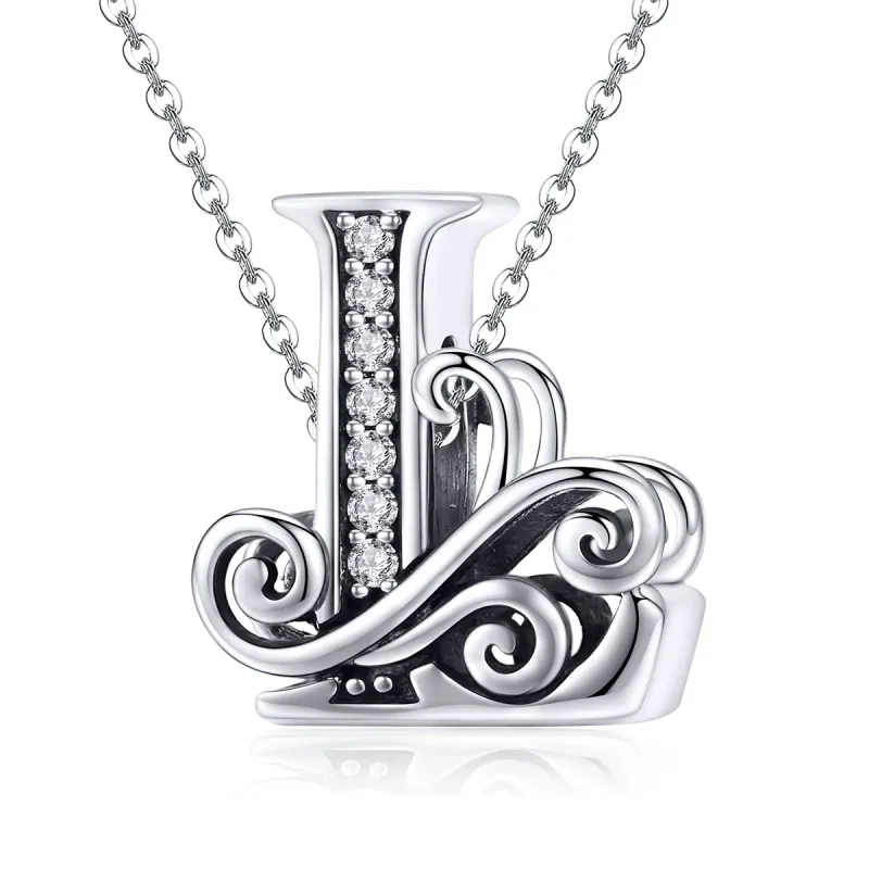 (imagine pentru) Pandora Style Charm cu Flori Scânteietoare Pavé Litera L - BSC030-L - Vizualizare 2