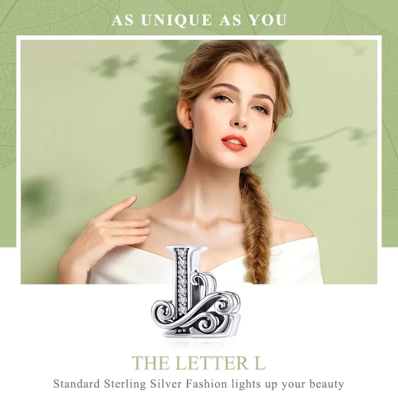 (imagine pentru) Pandora Style Charm cu Flori Scânteietoare Pavé Litera L - BSC030-L - Vizualizare 7