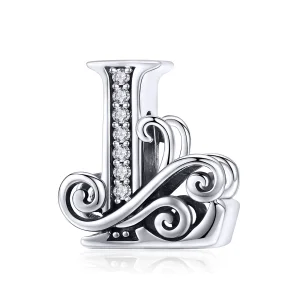(imagine pentru) Pandora Style Charm cu Flori Scânteietoare Pavé Litera L - BSC030-L