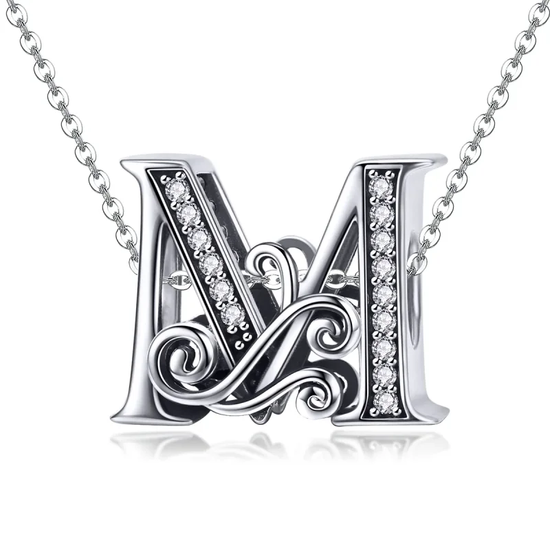(imagine pentru) Pandora Style Scânteietoare Floare Pavé Litera M Charm - BSC030-M - Vizualizare 2