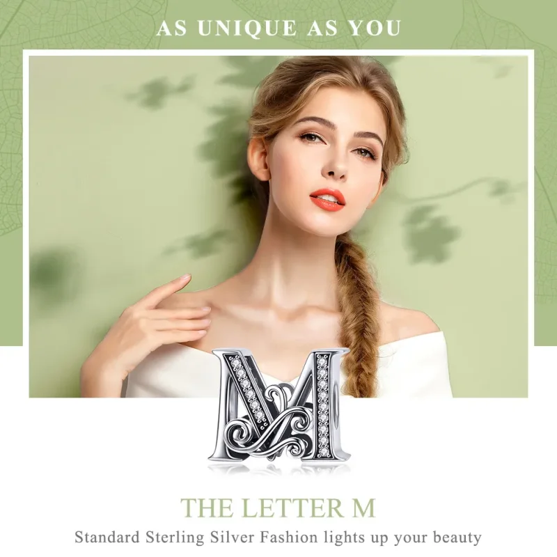(imagine pentru) Pandora Style Scânteietoare Floare Pavé Litera M Charm - BSC030-M - Vizualizare 7