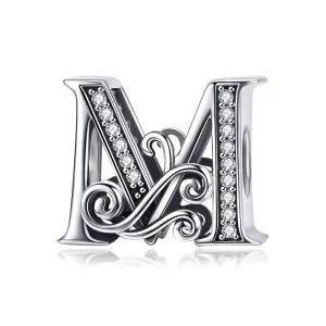 (imagine pentru) Pandora Style Scânteietoare Floare Pavé Litera M Charm - BSC030-M