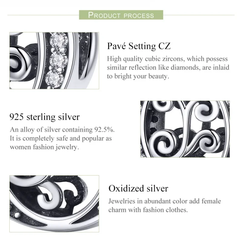 (imagine pentru) Pandora Style Scânteietoare Floare Pavé Litera O Charm - BSC030-O - Vizualizare 6