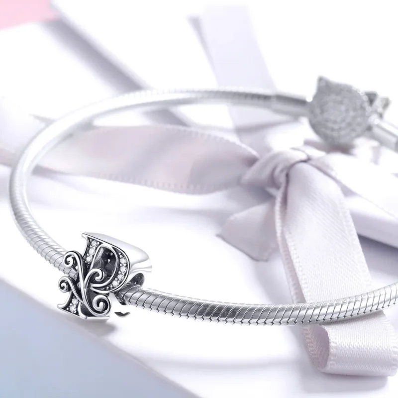 (imagine pentru) Pandora Style Scânteietoare Floare Pavé Litera P Charm - BSC030-P - Vizualizare 3
