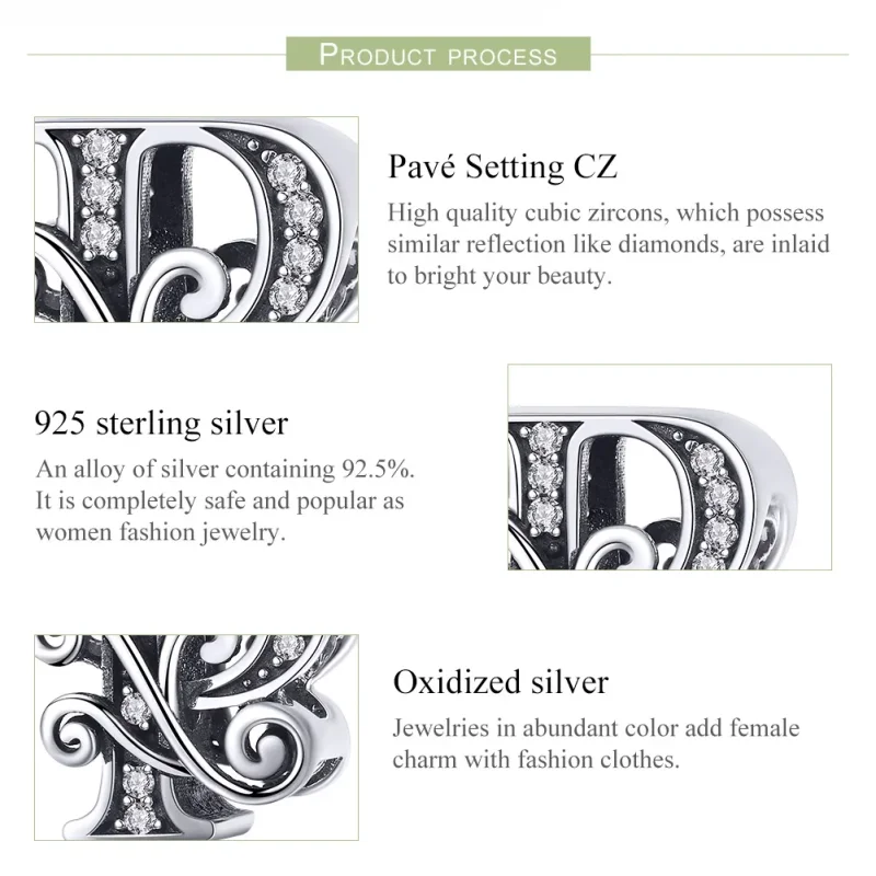 (imagine pentru) Pandora Style Scânteietoare Floare Pavé Litera P Charm - BSC030-P - Vizualizare 6