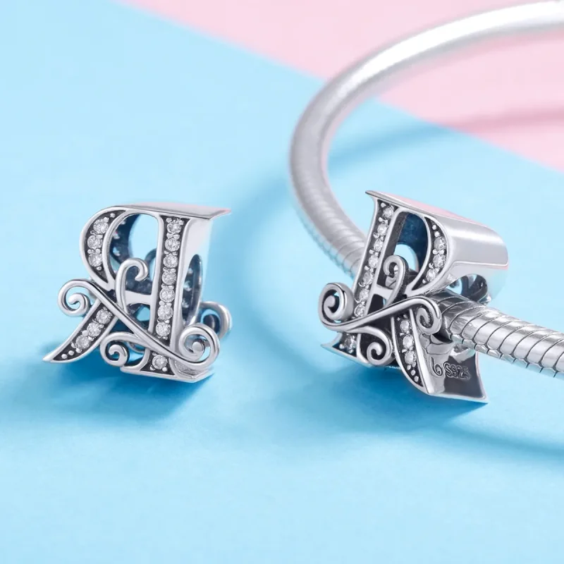 (imagine pentru) Pandora Style Scânteietoare Floare Pavé Litera R Charm - BSC030-R - Vizualizare 4