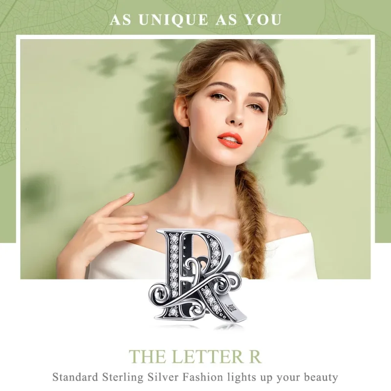 (imagine pentru) Pandora Style Scânteietoare Floare Pavé Litera R Charm - BSC030-R - Vizualizare 7