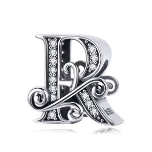 (imagine pentru) Pandora Style Scânteietoare Floare Pavé Litera R Charm - BSC030-R