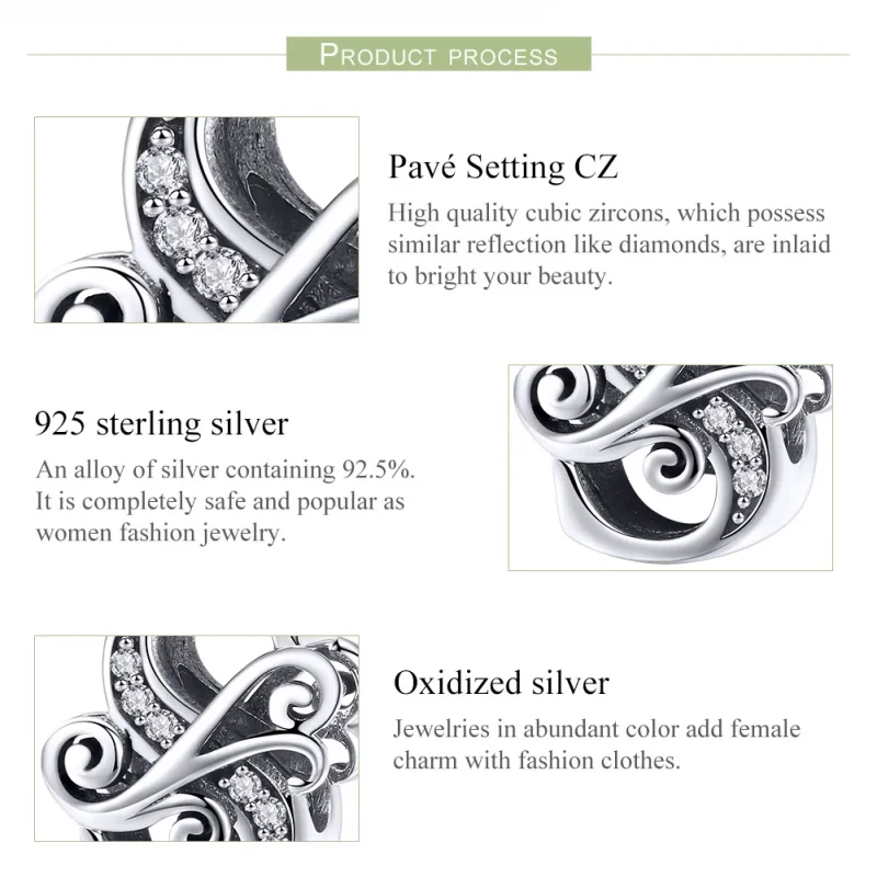 (imagine pentru) Pandora Style Scânteietoare Floare Pavé Litera S Charm - BSC030-S - Vizualizare 6