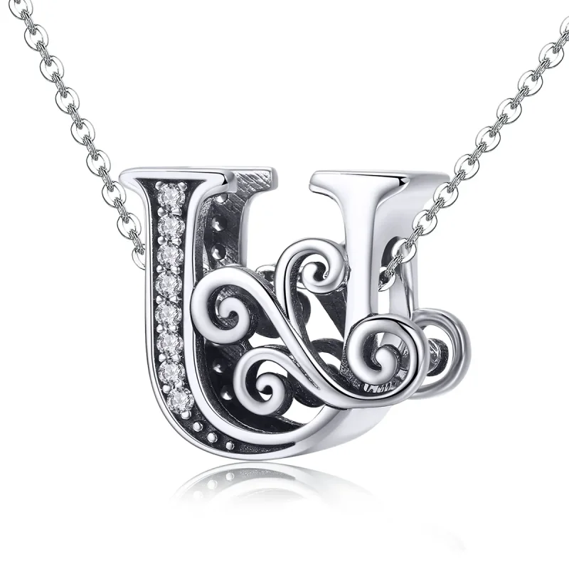 (imagine pentru) Pandora Style Charm cu Flori Strălucitoare Pavé Litera U - BSC030-U - Vizualizare 2