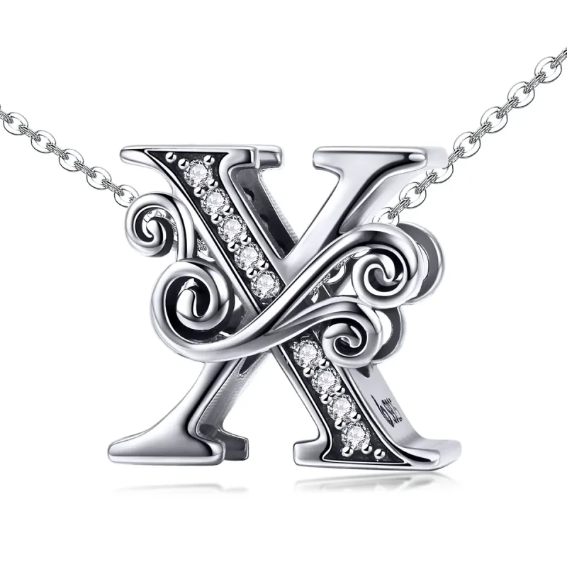 (imagine pentru) Pandora Style Charm cu Flori Strălucitoare Pavé și Litera X - BSC030-X - Vizualizare 2