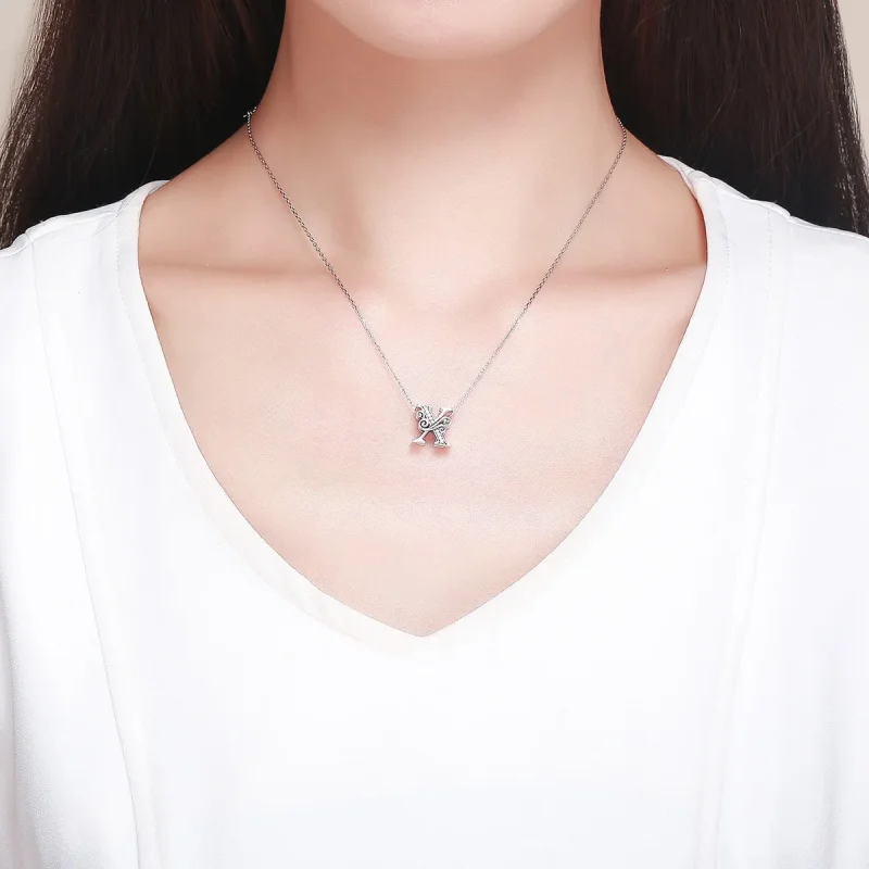 (imagine pentru) Pandora Style Charm cu Flori Strălucitoare Pavé și Litera X - BSC030-X - Vizualizare 5