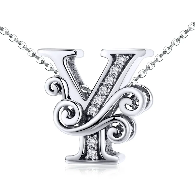 (imagine pentru) Pandora Style Charm cu Floare Strălucitoare Pavé și Litera Y - BSC030-Y - Vizualizare 2