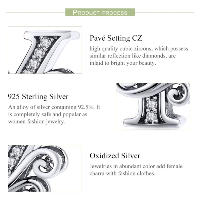 (imagine pentru) Pandora Style Charm cu Floare Strălucitoare Pavé și Litera Y - BSC030-Y - Vizualizare 6