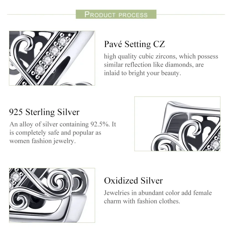 (imagine pentru) Pandora Style Scânteietoare Floare Pavé Litera Z Charm - BSC030-Z - Vizualizare 6