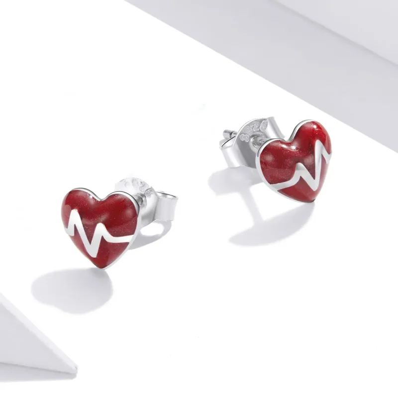 (imagine pentru) Cercei Tip Pandora cu Înger în alb - Dragoste Heartbeat din argint - SCE968 - Vizualizare 2