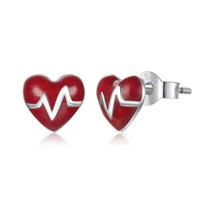 (imagine pentru) Cercei Tip Pandora cu Înger în alb - Dragoste Heartbeat din argint - SCE968