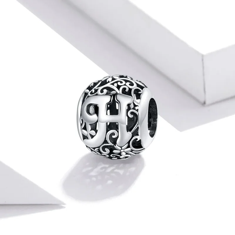 (imagine pentru) Pandora Style Charm cu Flori Openwork și Litera H - SCC1444-H - Vizualizare 2