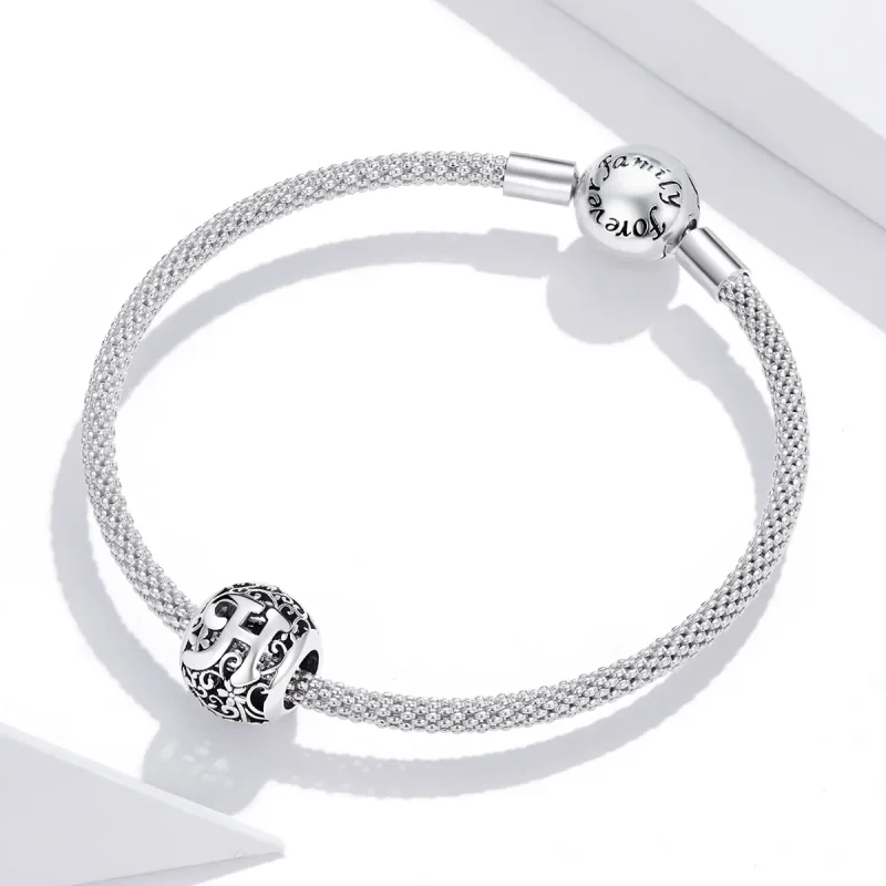 (imagine pentru) Pandora Style Charm cu Flori Openwork și Litera H - SCC1444-H - Vizualizare 3