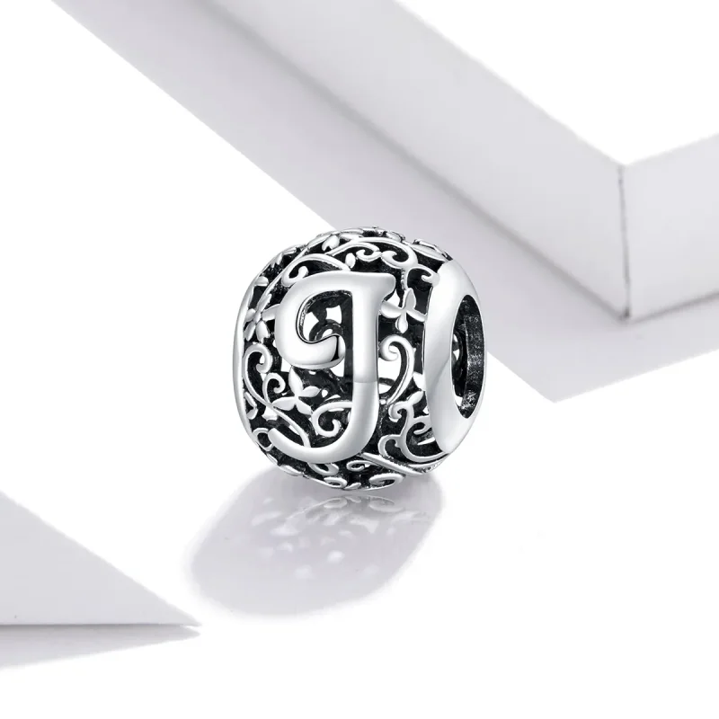 (imagine pentru) Pandora Style Charm cu Flori și Litera J în Traliu - SCC1444-J - Vizualizare 2