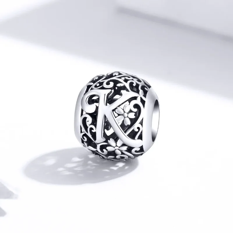 (imagine pentru) Pandora Style Charm cu Flori Openwork Litera K - SCC1444-K - Vizualizare 2