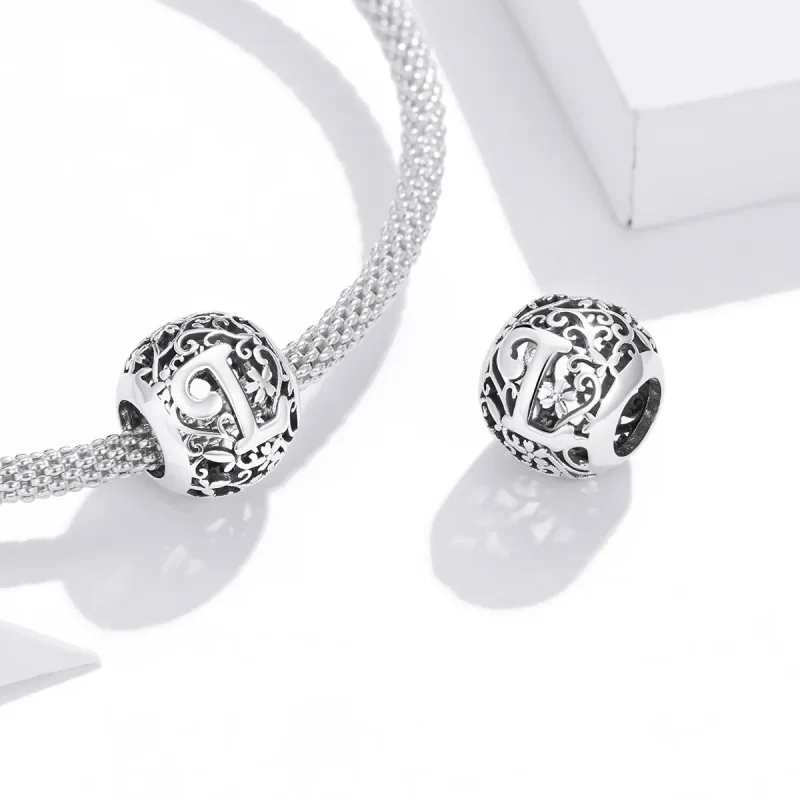 (imagine pentru) Pandora Style Charm cu Flori Openwork și Litera L - SCC1444-L - Vizualizare 4