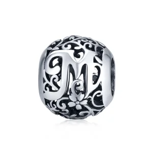 (imagine pentru) Pandora Style Charm cu Flori Openwork cu Litera M - SCC1444-M