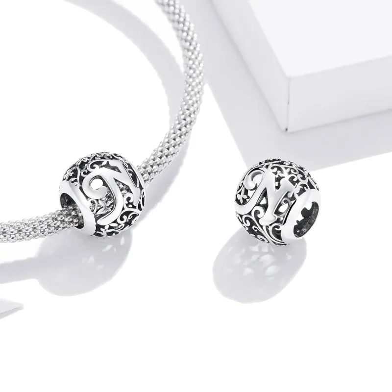 (imagine pentru) Pandora Style Charm cu Flori și Litera N Tăiată - SCC1444-N - Vizualizare 4