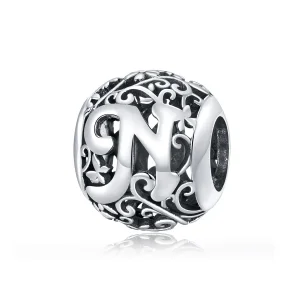 (imagine pentru) Pandora Style Charm cu Flori și Litera N Tăiată - SCC1444-N