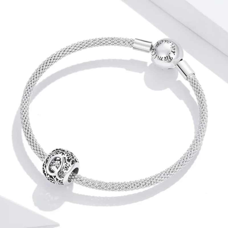 (imagine pentru) Pandora Style Charm cu Flori Openwork cu Litera Q - SCC1444-Q - Vizualizare 3
