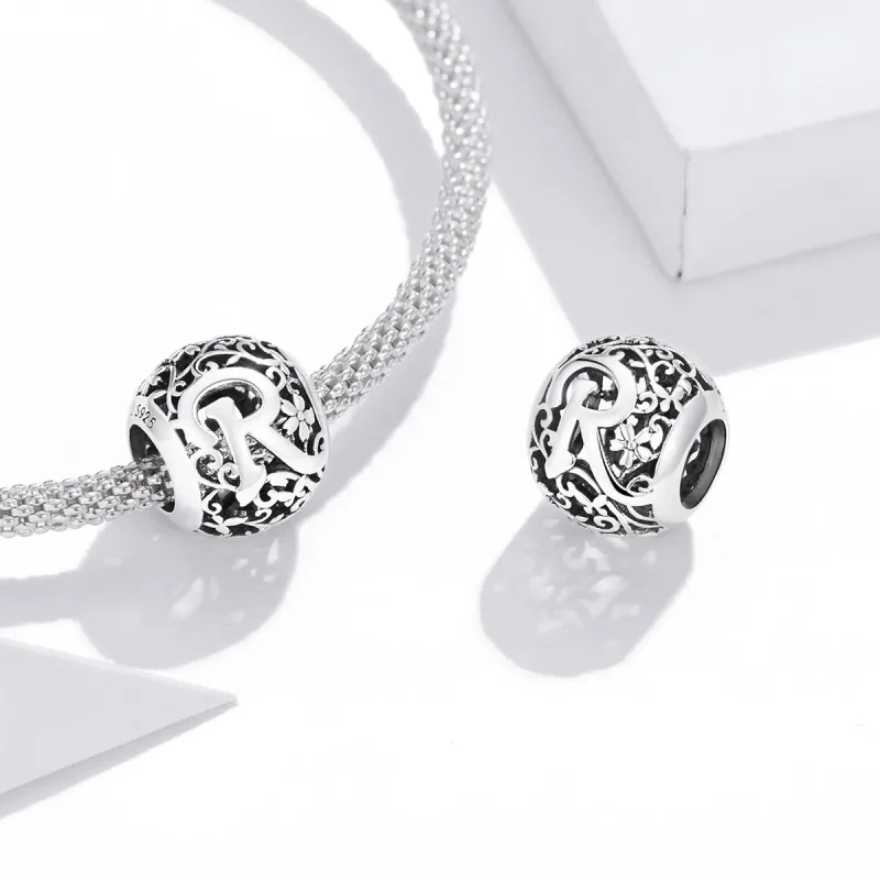 (imagine pentru) Pandora Stil Floare cu Openwork Litera R Charm - SCC1444-R - Vizualizare 4