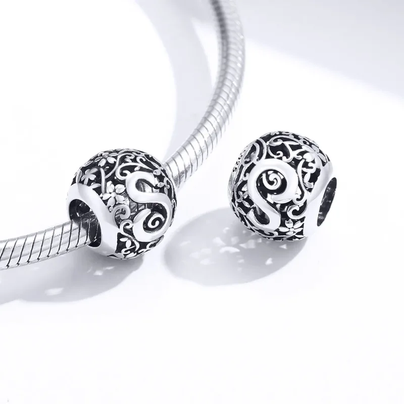 (imagine pentru) Pandora Style Charm cu Flori Openwork și Litera S - SCC1444-S - Vizualizare 4